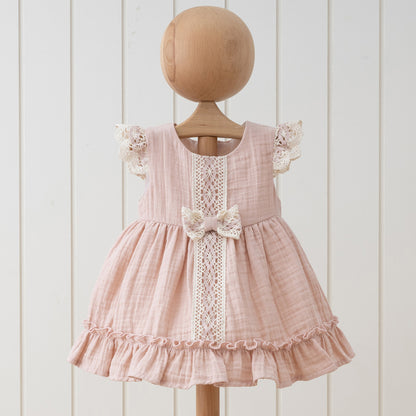 Crochet Bow Dress - Pink