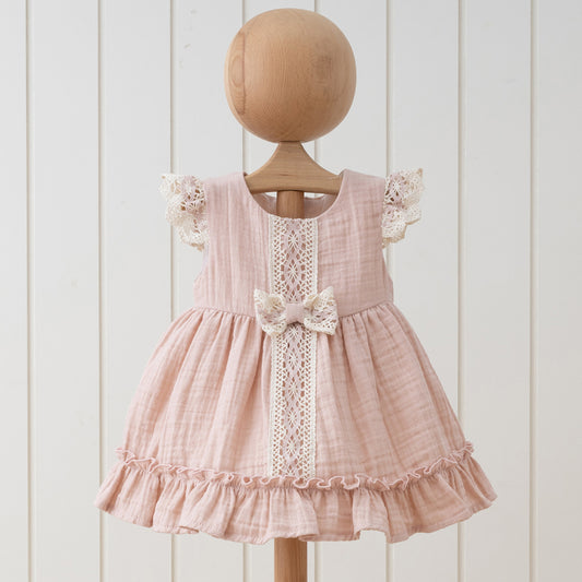 Crochet Bow Dress - Pink