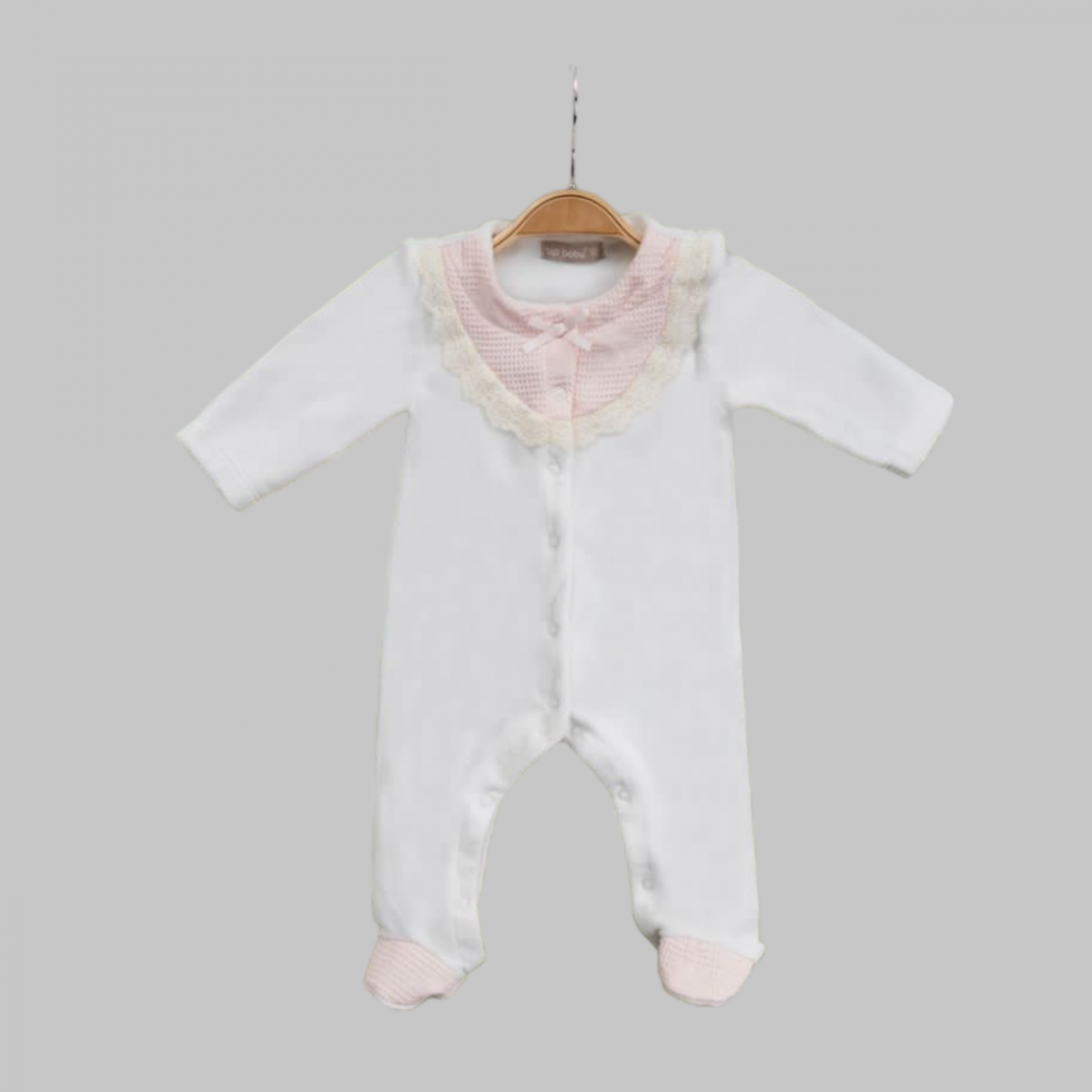 Waffle Bib Onsie - White