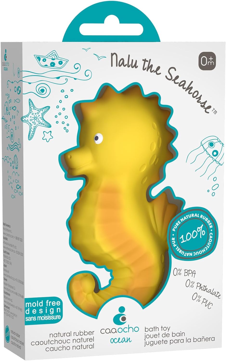 Caaocho Pure Natural Rubber Bath Toy - Nalu The Seahorse