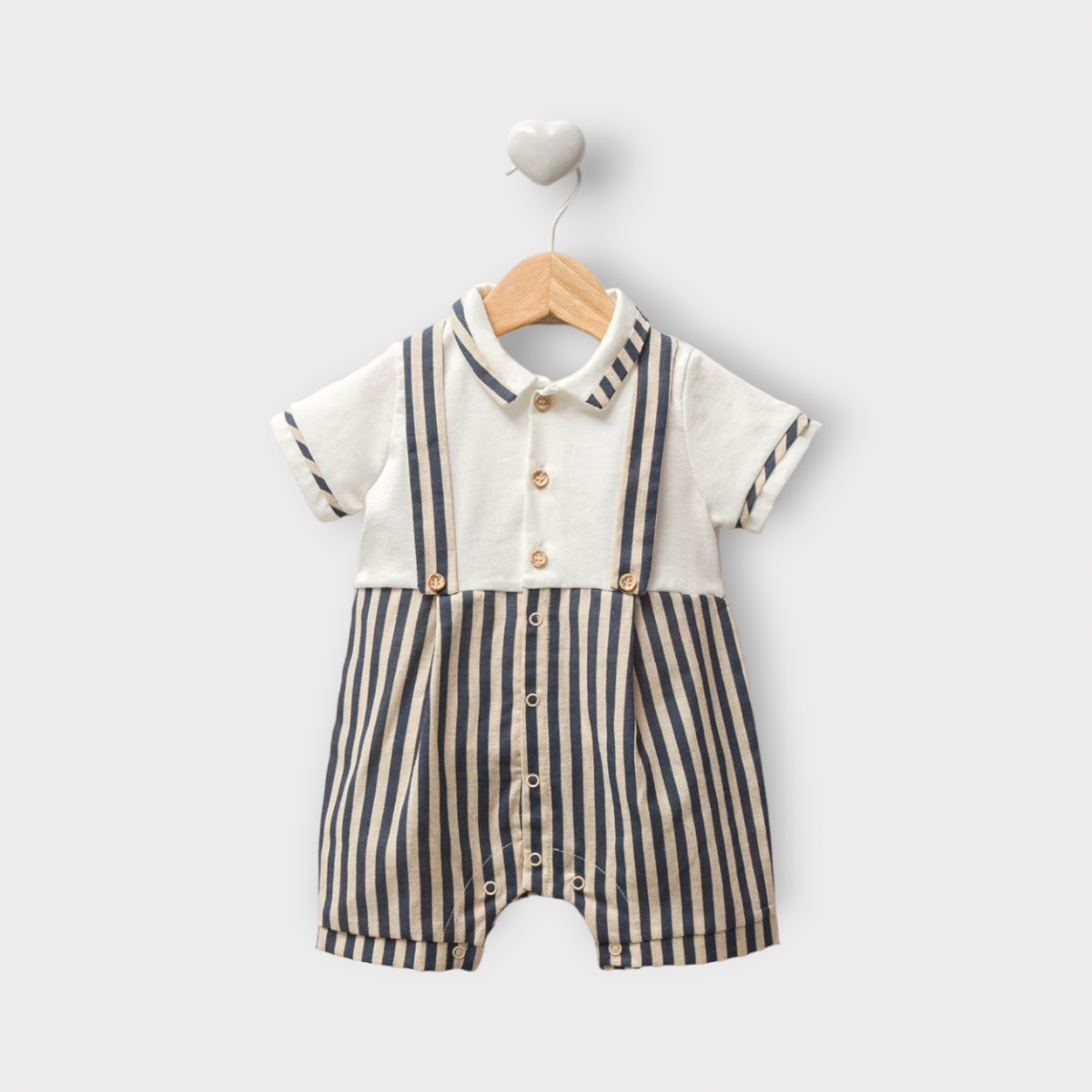 Suspender Romper - Striped